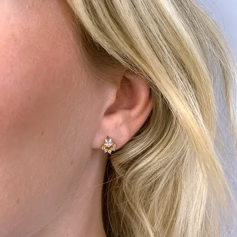 zirkoon oorsteker in verguld sterlingzilver