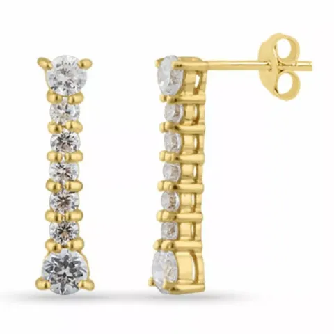 lange zirkoon oorbellen in verguld sterlingzilver
