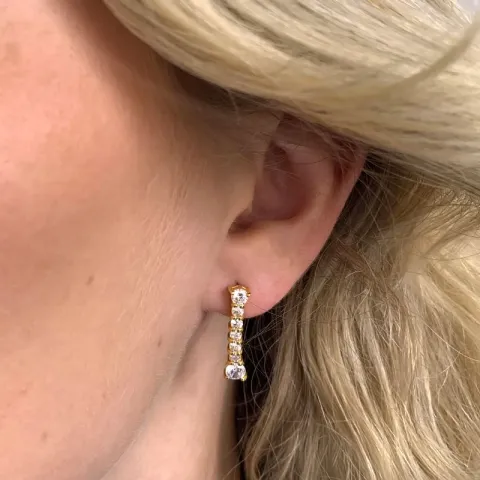 lange zirkoon oorbellen in verguld sterlingzilver