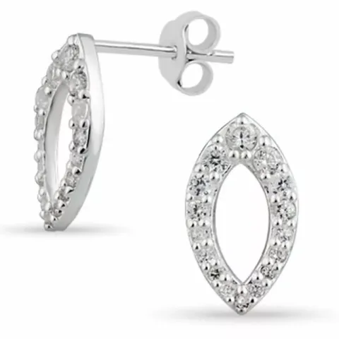 ovaal zirkoon oorsteker in zilver