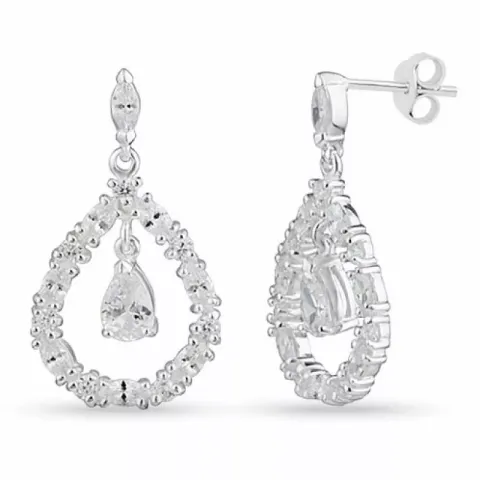 lange druppel zirkoon oorbellen in zilver