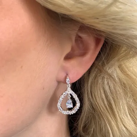 lange druppel zirkoon oorbellen in zilver