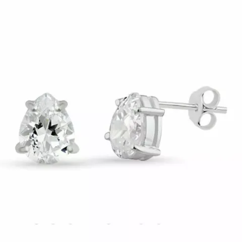 druppel zirkoon oorsteker in zilver