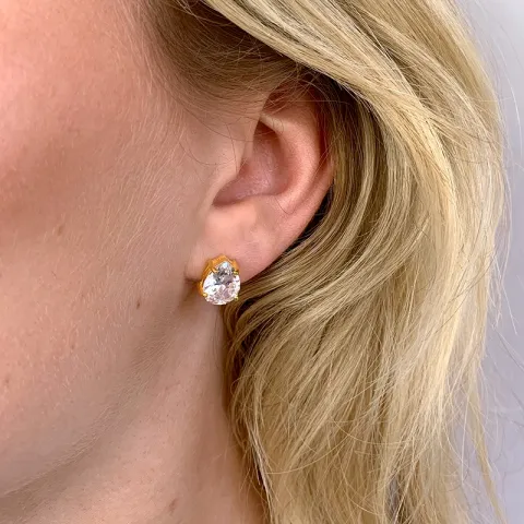 druppel zirkoon oorsteker in verguld sterlingzilver