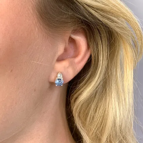 kristal oorsteker in zilver
