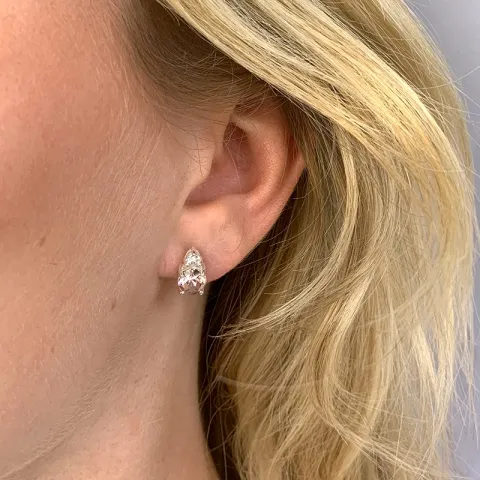 kristal oorsteker in zilver