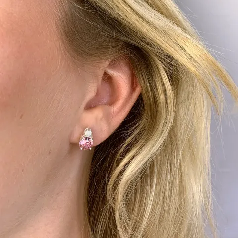 kristal oorsteker in zilver