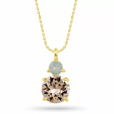 kristal ketting in verguld sterlingzilver met hanger in verguld sterlingzilver
