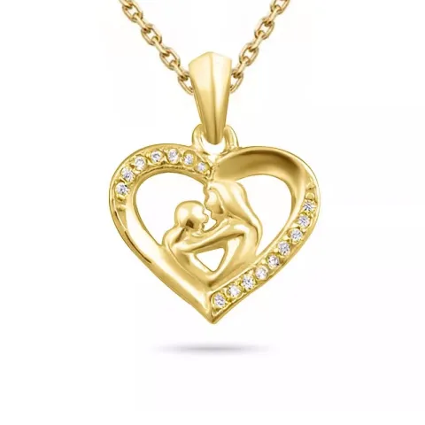 hart moeder en kind ketting in verguld sterlingzilver