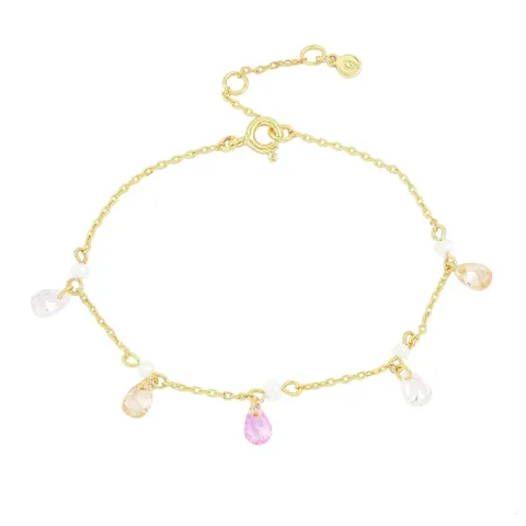Hultquist Raindrop armband in verguld sterlingzilver veelkleurig zirkoon