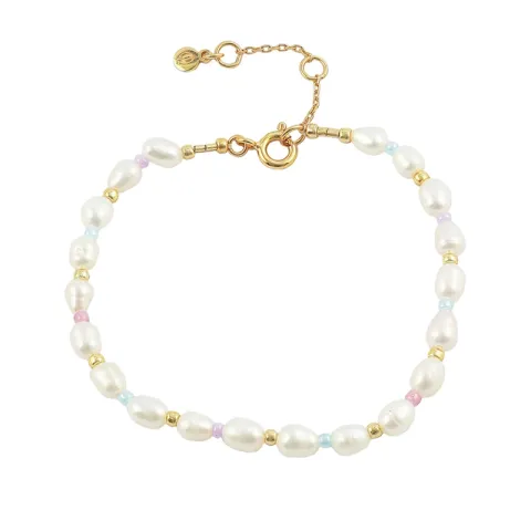 Hultquist Pastel pearl parel armband in verguld sterlingzilver