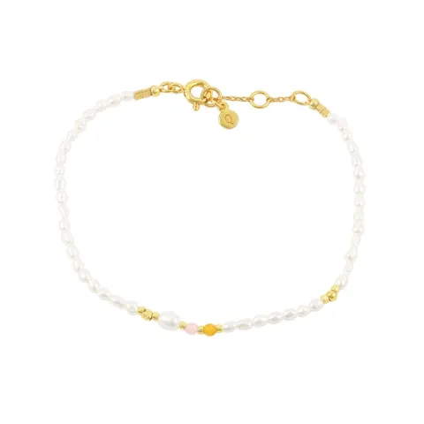 Hultquist Olivia parel armband in verguld sterlingzilver kleurig  steen