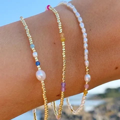 Hultquist Isabella parel armband in verguld sterlingzilver veelkleurig steen