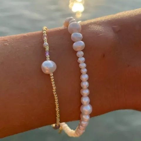 Hultquist Maya parel armband in verguld sterlingzilver kleurig  steen