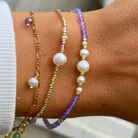 Hultquist Maya parel armband in verguld sterlingzilver kleurig  steen
