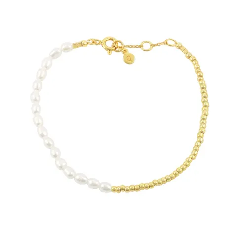 Hultquist Ella plain parel armband in verguld sterlingzilver