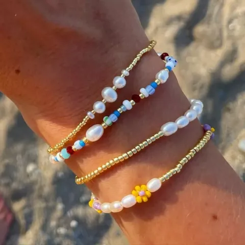 Hultquist Ella plain parel armband in verguld sterlingzilver