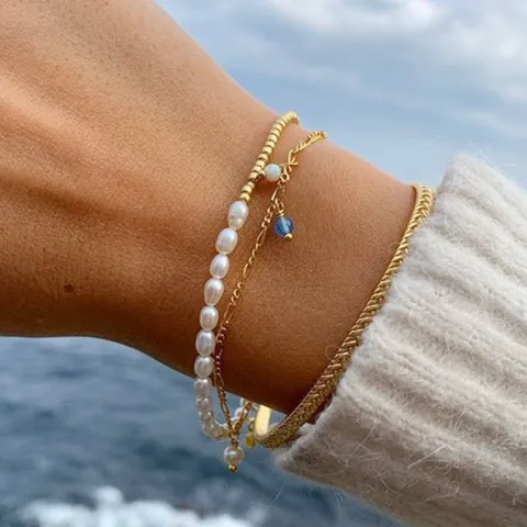 Hultquist Ella plain parel armband in verguld sterlingzilver
