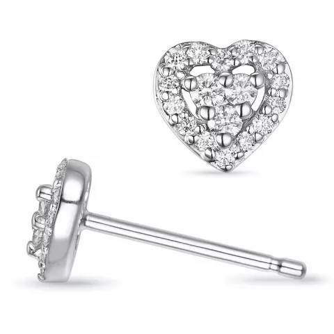 hart briljant oorsteker in 14 karaat witgoud met diamant