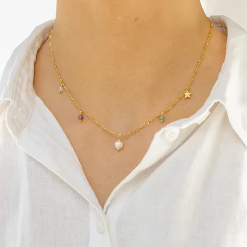 Hultquist Cosmo ster ketting in verguld sterlingzilver kleurig  steen