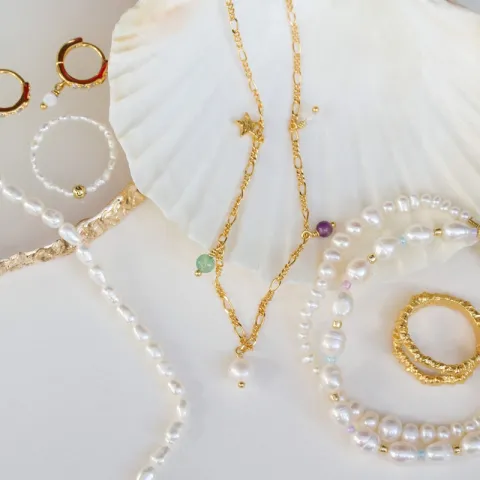 Hultquist Cosmo ster ketting in verguld sterlingzilver kleurig  steen
