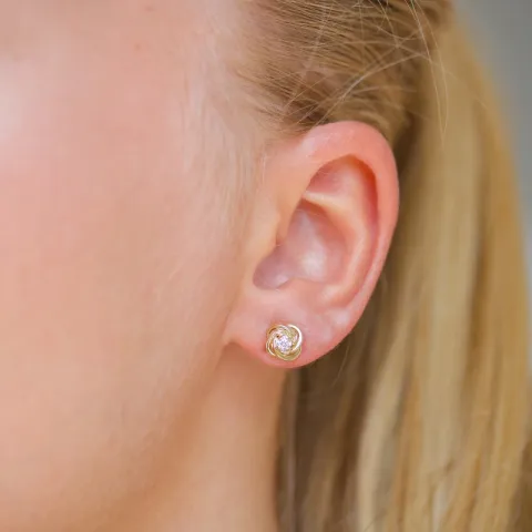 7,5-8 mm oorbellen in 9 karaat goud met zirkoon