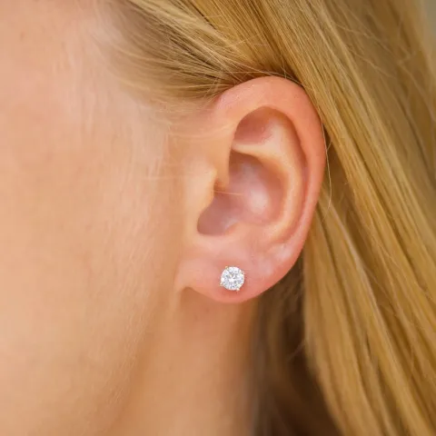 5 mm solitaire oorbel in 9 karaat goud met zirkoon