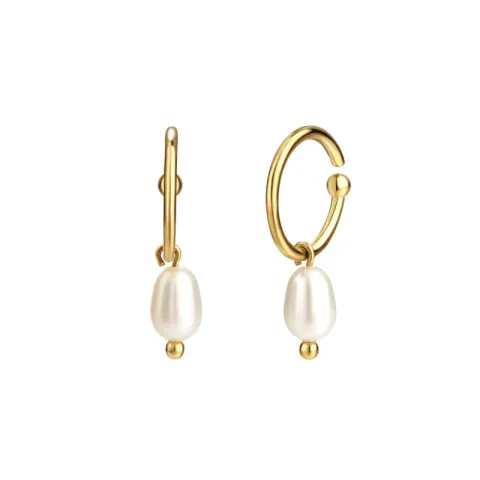 10 mm Nava Noelle parel creool in verguld sterlingzilver