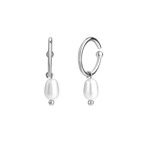 19 mm Nava Noelle parel creool in zilver
