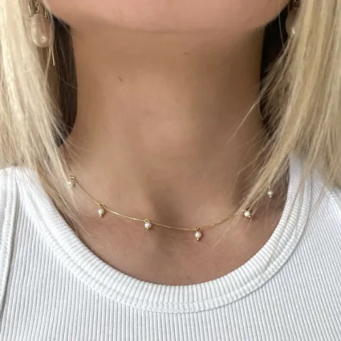 Nava Momi parel ketting in verguld sterlingzilver