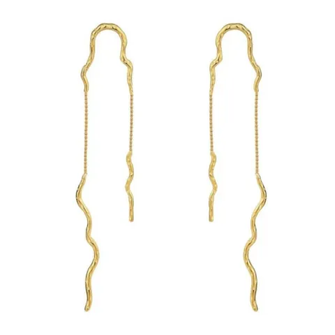 Nava Ariel  lange ketting oorbellen in verguld sterlingzilver