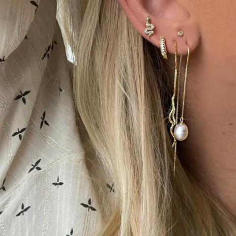 Nava Ariel  lange ketting oorbellen in verguld sterlingzilver