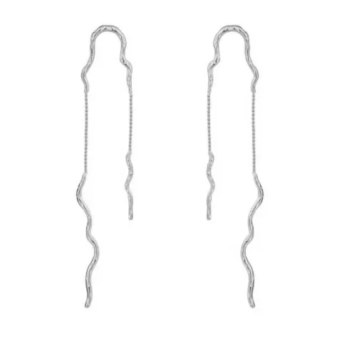Nava Ariel  lange ketting oorbellen in zilver