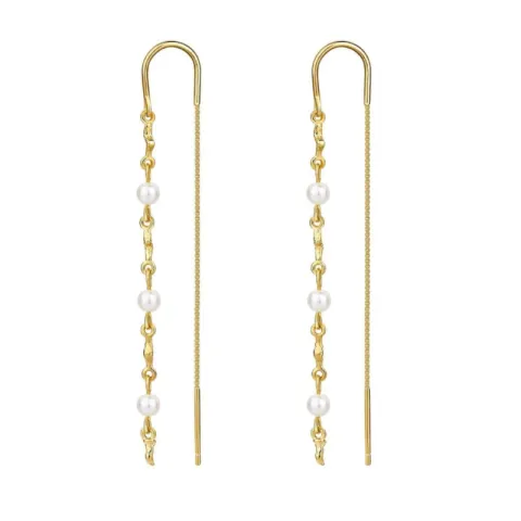 Nava Mara lange parel ketting oorbellen in verguld sterlingzilver