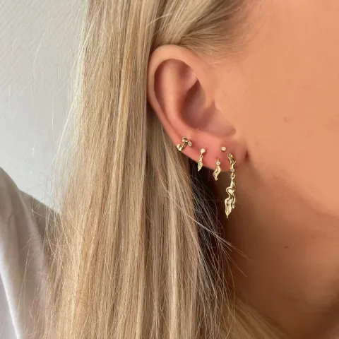 Nava Chagoi lange zirkoon oorbellen in verguld sterlingzilver