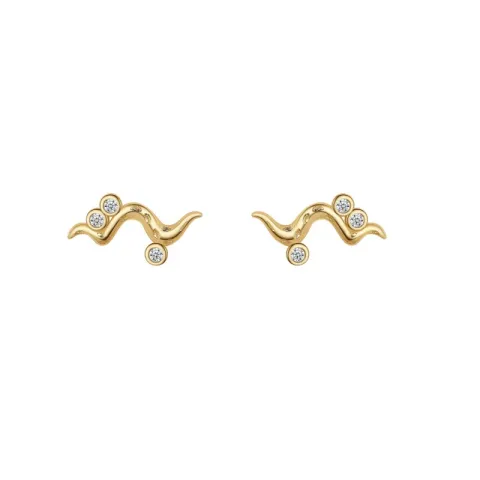 Nava Lua Petite oorsteker in verguld sterlingzilver witte zirkoon