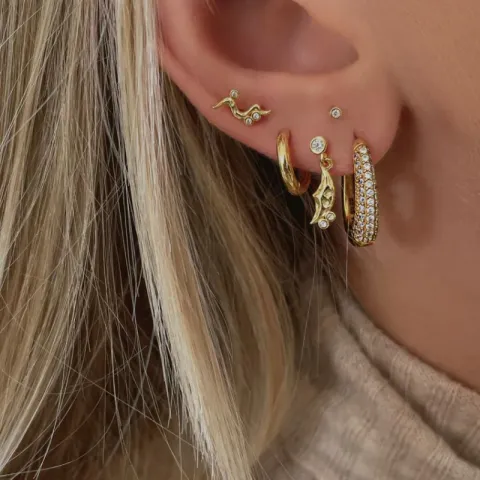 Nava Lua Petite oorsteker in verguld sterlingzilver witte zirkoon