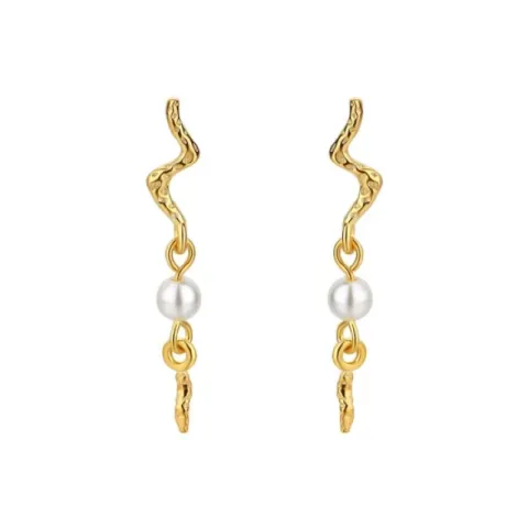 Nava Aquarius parel oorbellen in verguld sterlingzilver