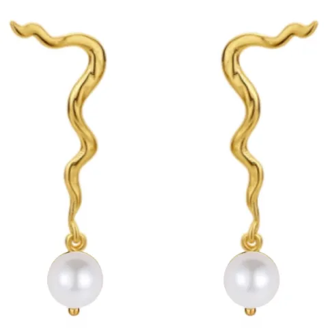Nava Peony parel oorbellen in verguld sterlingzilver