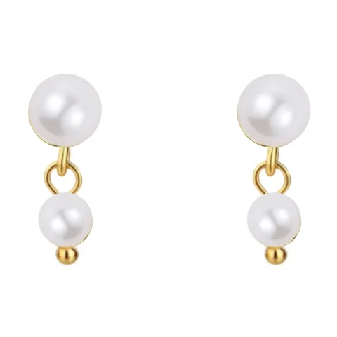 Nava Petal Petite parel oorbellen in verguld sterlingzilver