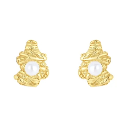 Nava Eos Petite Studs  parel oorbellen in verguld sterlingzilver