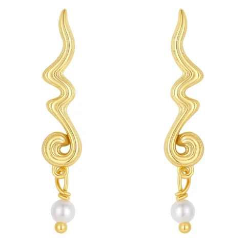 Nava Chimere parel oorbellen in verguld sterlingzilver