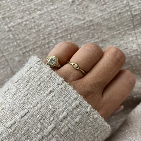 Nava Osiris verstelbaar ring in verguld sterlingzilver witte zirkoon