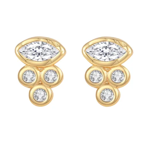 Nava Ra Petite oorbellen in verguld sterlingzilver witte zirkoon