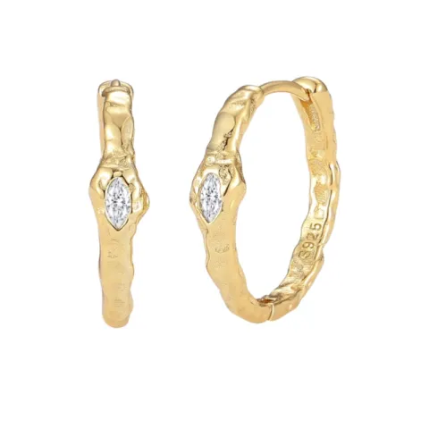 Nava Montu oorbellen in verguld sterlingzilver witte zirkoon