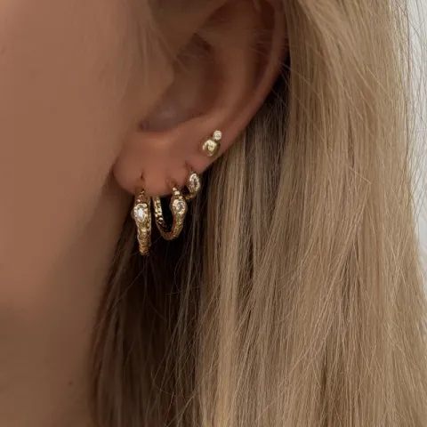 Nava Horus creool in verguld sterlingzilver witte zirkoon