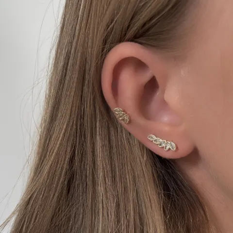 Nava Hepa blad oorbellen in verguld sterlingzilver witte zirkoon