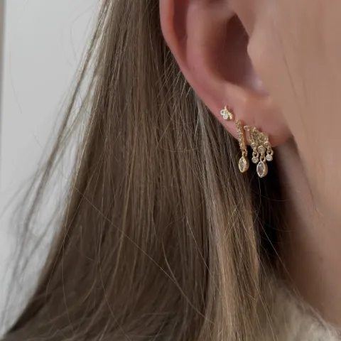 Nava Semat oorbellen in verguld sterlingzilver witte zirkoon