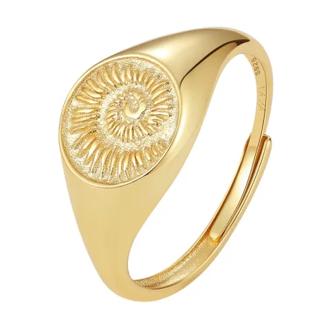 Nava Shelly zon verstelbaar ring in verguld sterlingzilver