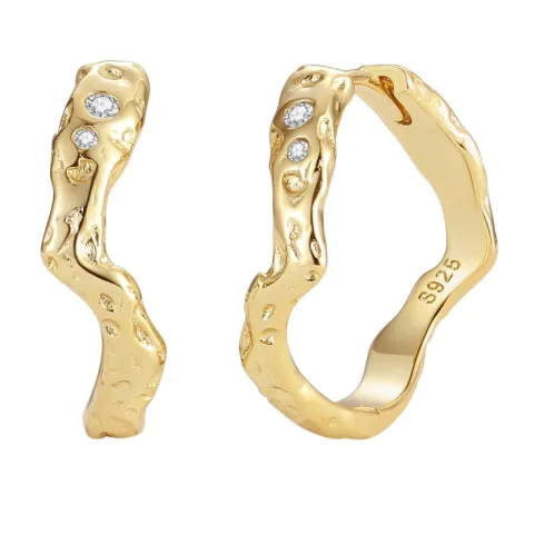 Nava Elei creool in verguld sterlingzilver witte zirkoon